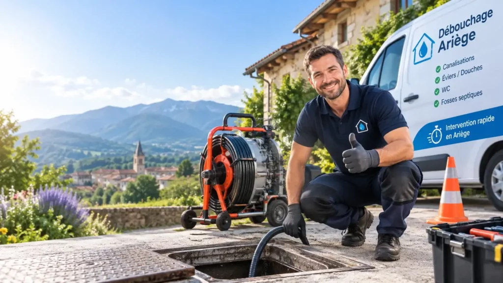 Illustration d’un technicien inspectant une canalisation